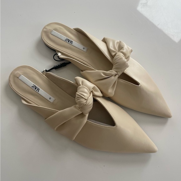 Zara Bow Flats Cream - 41 (US 10) - Picture 1 of 3